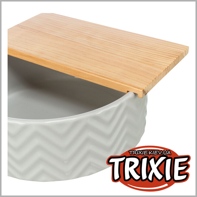 ТРИКСИ Украина - Ванна для дегу и хомяков Trixie 63009 для песка с платформой (керамика/дерево), 24/25х9см