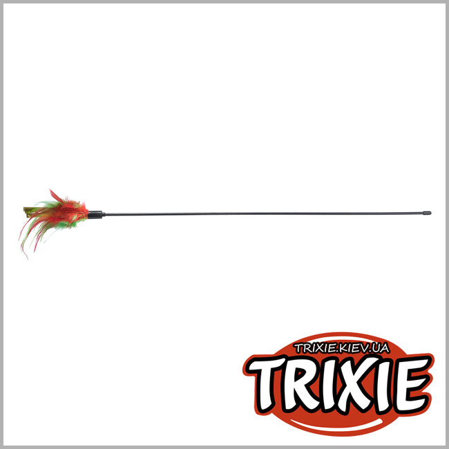 ТРИКСИ Украина - Рождественская игрушка для кошек Trixie 92556 удочка с перьями, пластик, 50см