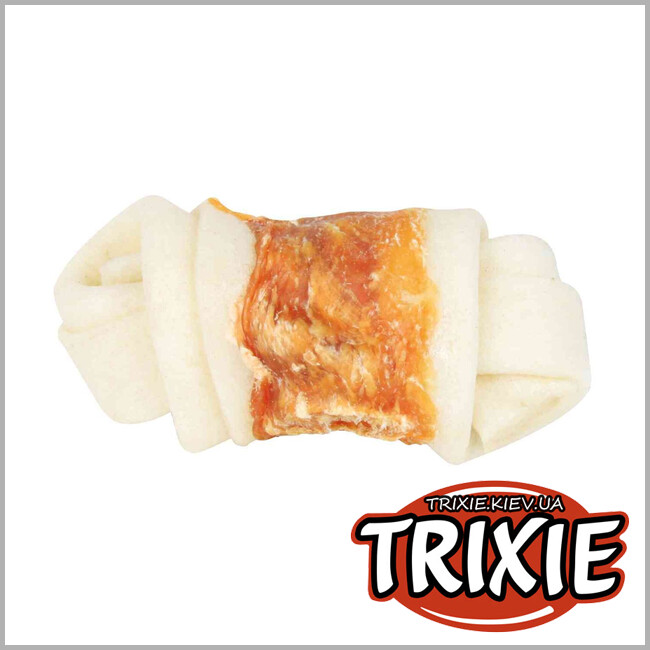 ТРИКСИ Украина - Лакомство для собак Trixie 31321 DENTA fun кость с узлами для чистки зубов курица 5шт. 5см/70г