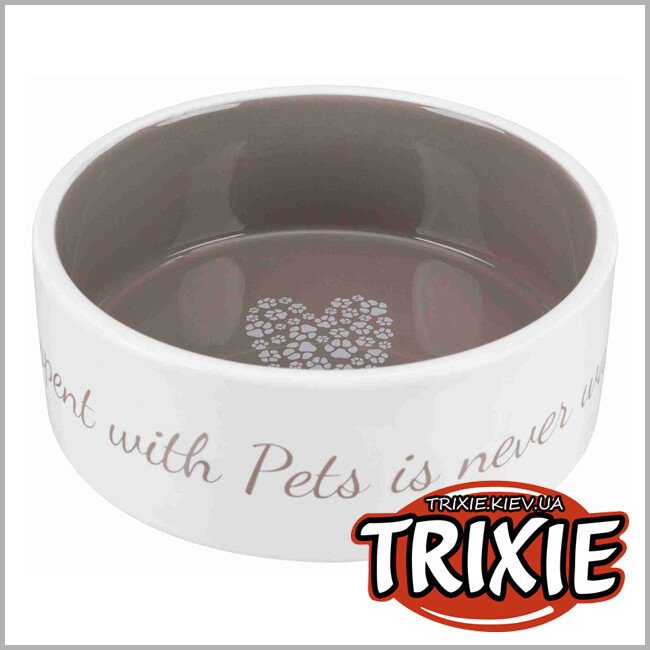 ТРИКСИ Украина - Миска для собак Pets Home-TRIXIE (0.8л/16cм, крем/серый)