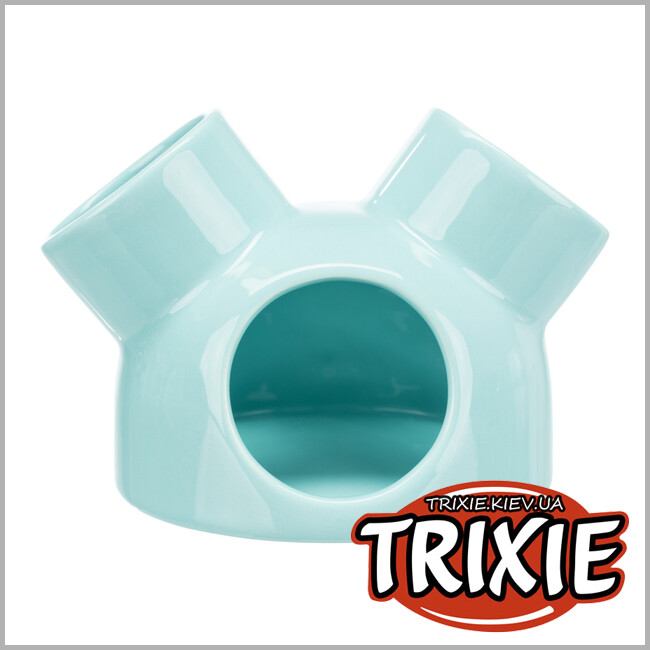 ТРИКСИ Украина - Керамический дом крепость с 3 входами для грызунов Trixie Ceramic House with 3 entrances (12*10 см бирюза)