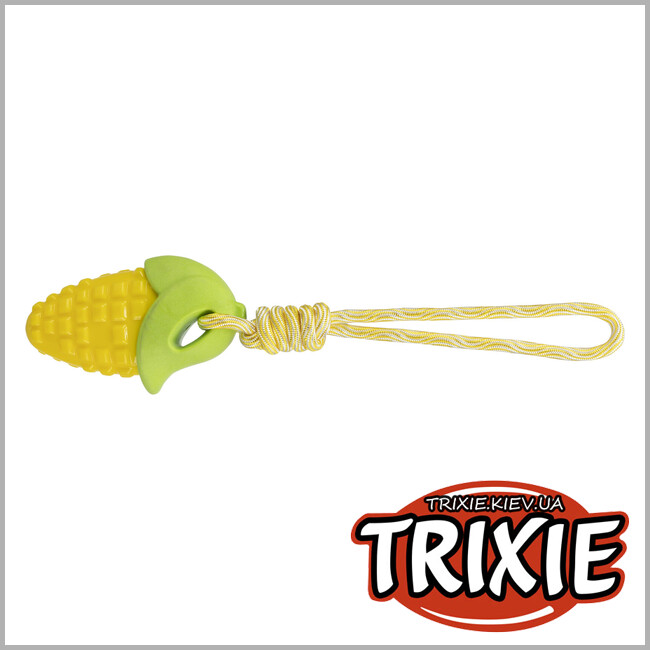 ТРИКСИ Украина - Игрушка кочан кукурузы Trixie 34706 на веревке, ПГ, 13 см/34 см