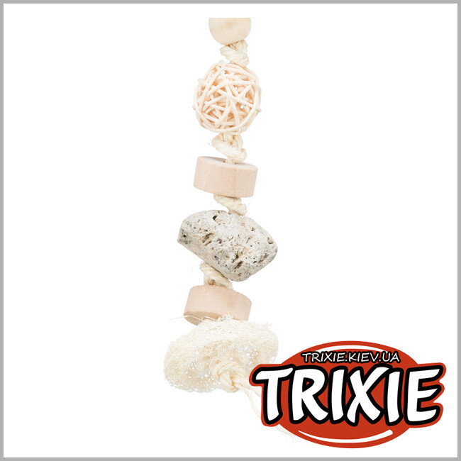 ТРИКСИ Украина - Натуральная игрушка Trixie 51692 для попугаев (кокос/ротанг/лава) 35см