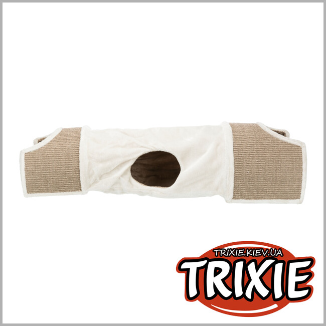 ТРИКСИ Украина - Туннель - драпак две пещеры для животных Trixie 43004, плюш/сизаль, 110х30х38 см, серый/коричневый