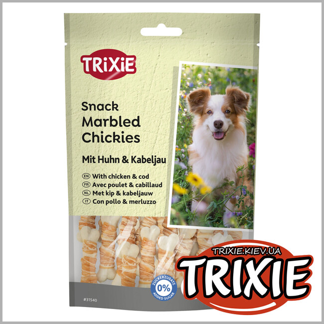 ТРИКСИ Украина - Жевательные косточки для собак Trixie 31540 "Marbled Chickies" (курица/треска), 100гр