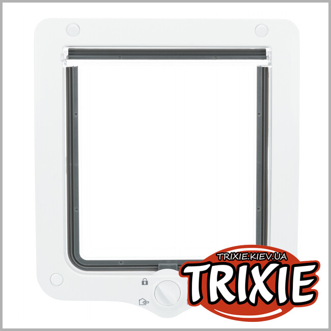 ТРИКСИ Украина - Дверца XXL для кота с тоннелем Trixie 4-Way Flap Door XXL (4 позиции 24*28 см белый)