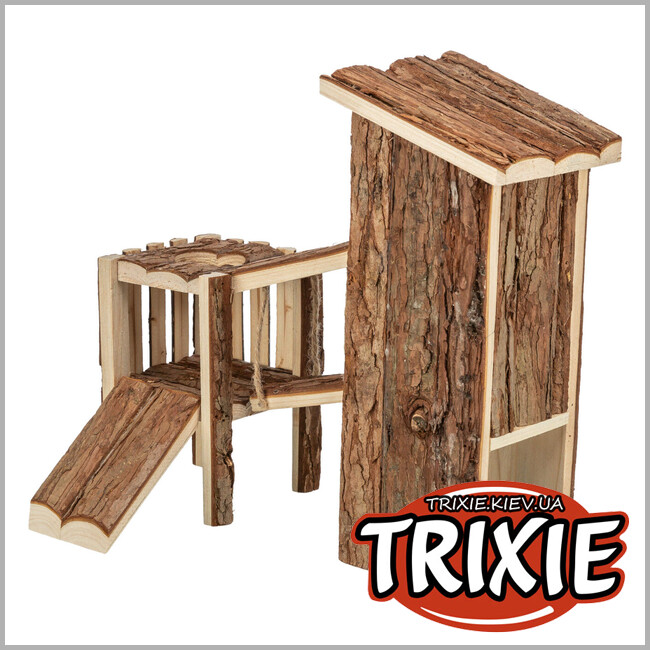 ТРИКСИ Украина - Игровая площадка Trixie "Tjorven" для мышей, хомяков (кора), 32х19х29см