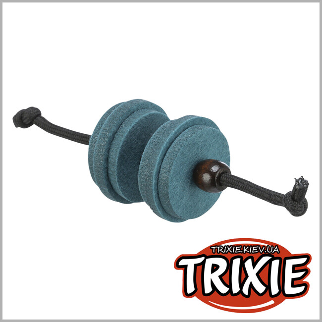 ТРИКСИ Украина - Игрушка Trixie 41132 для кошек Гантель на струне CityStyle фетр/дерево серый/черный 13см