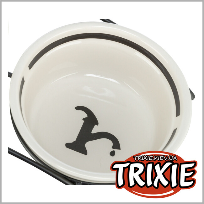 ТРИКСИ Украина - Миска для собак Trixie 24485 Water керамическая 0,25 диаметр 13 см бело-черная