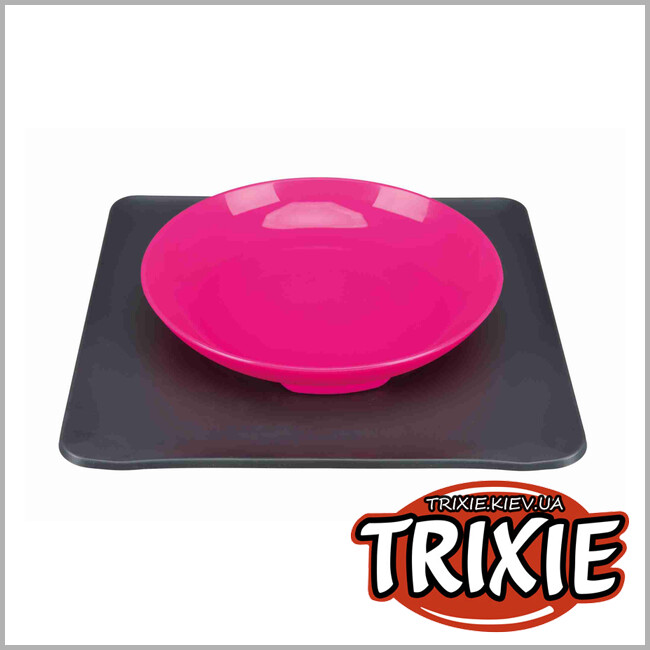 ТРИКСИ Украина - Миска с ковриком Yummynator-TRIXIE (400мл/24х24см,розовый/серый)
