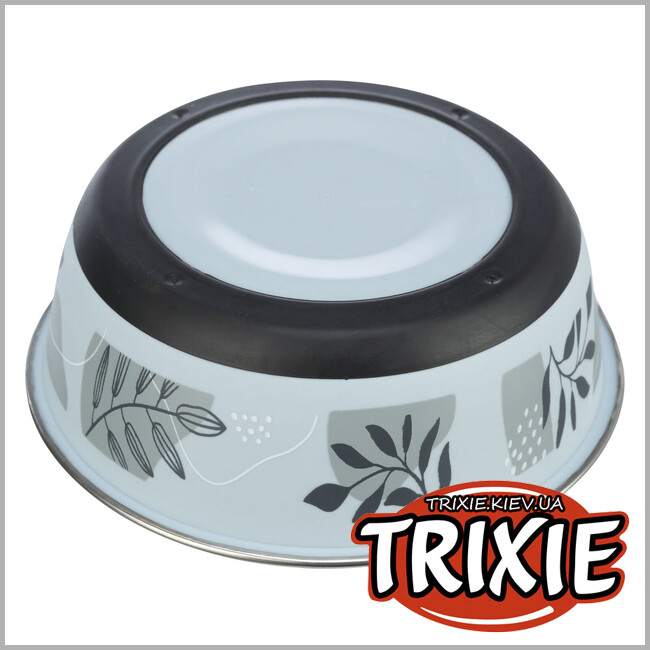 ТРИКСИ Украина - Миска Trixie 25304, нержав.сталь/пластик.покрытие/резиновая кромка, 1.6л/21см, сине-серый
