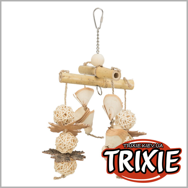 ТРИКСИ Украина - Натуральная игрушка Trixie 58993 для попугаев (бамбук/ротанг/дерево), 31см
