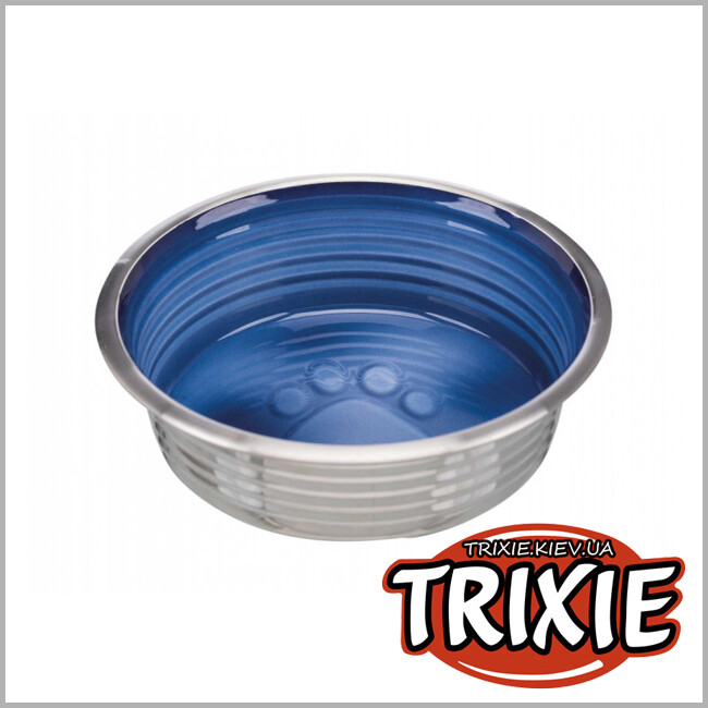 ТРИКСИ Украина - Миска металлическая Trixie для собак с нанесением керамики (0,4л х 13см)