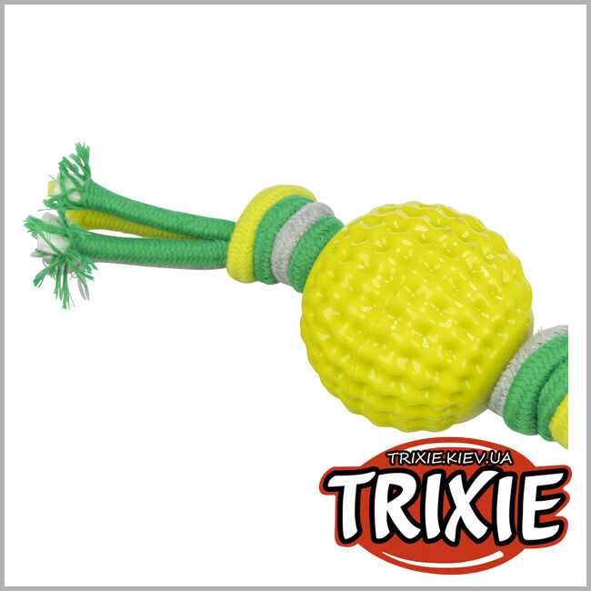 ТРИКСИ Украина - Игровой канат Trixie 34703 с узлами и мячом, TПГ/полиэстер, 9х44см