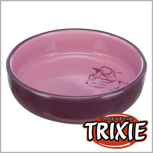 ТРИКСИ Украина - Миска для коротконосых пород котов Trixie Ceramic Bowl (0.3л/ 15см, цвета разные)
