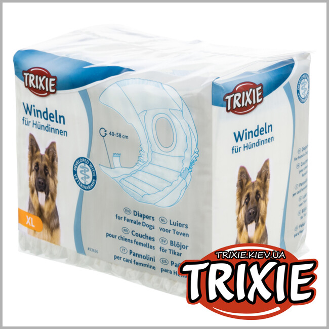 ТРІКСІ Україна - Памперси Trixie Diapers for Female Dogs (ХL 12шт Обхват талії: 40-58 см.)