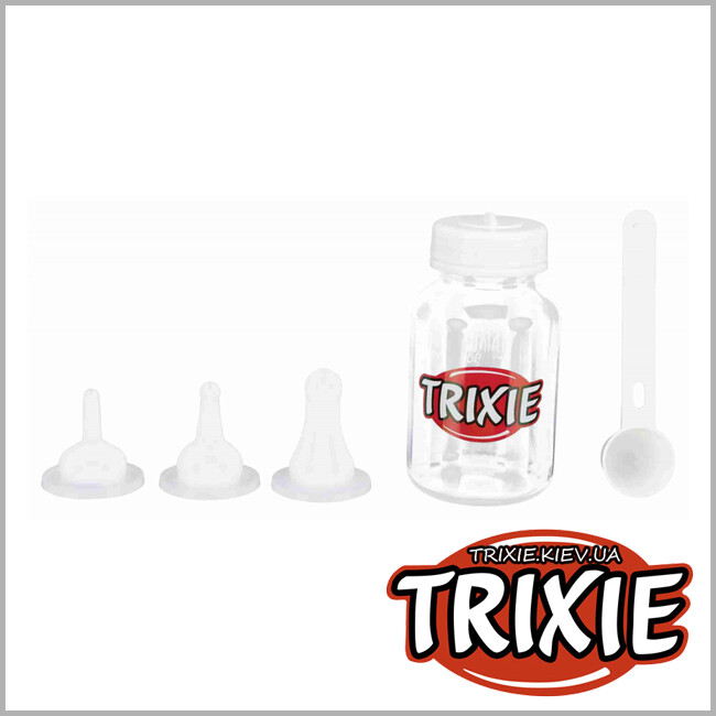 ТРИКСИ Украина - Набор для кормления детёнышей Trixie Suckling Bottle Set (мерная ложечка -10мл, бутылочка -120мл, соски)
