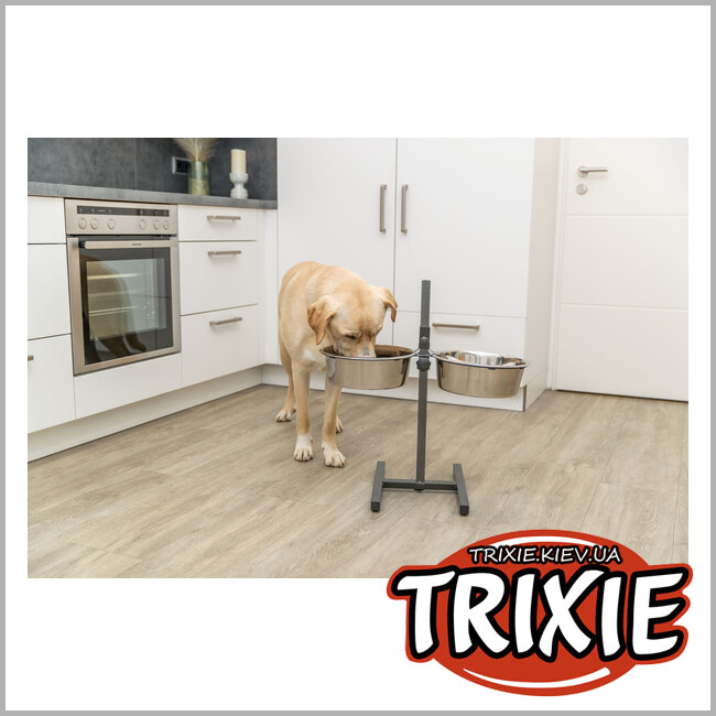 ТРИКСИ Украина - Подставка с мисками для собак Trixie 24923 на регулируемой подставке металлическая 2x4,5 л/29 см