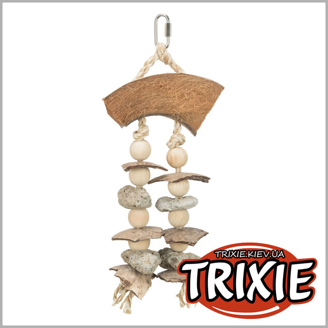 ТРИКСИ Украина - Натуральная игрушка Trixie 58996 для попугаев (кокос/скамья/дерево), 35см