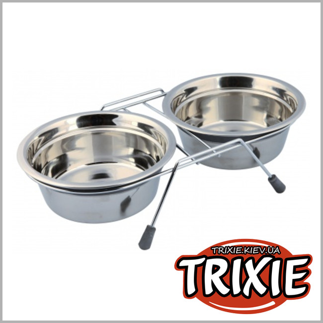 ТРИКСИ Украина - Стояк с 2мя мисками для кошек TRIXIE - Eat on Feet (Размер: 2х0,9л/16см)