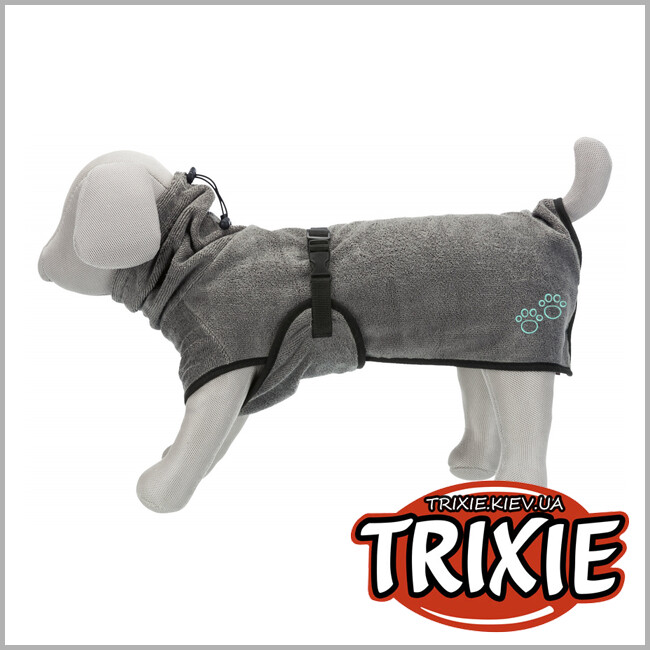 ТРИКСИ Украина - Халат-попона для собак махровый TRIXIE (XL: 75см,серый)