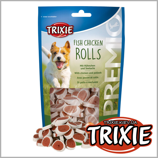 ТРИКСИ Украина - Лакомство для собак Trixie 31535 PREMIO Fish Chicken Rolls курица/лосось 75г