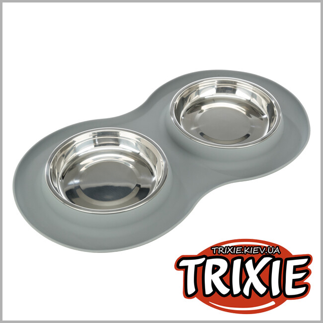 ТРІКСІ Україна - Міски для котів набір нержавіюча сталь Trixie (2*0,3 л/ø 16 см/47*3*26 см)