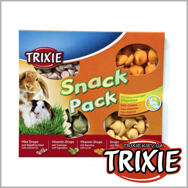 ТРИКСИ Украина - Набор дропсов для грызунов TRIXIE (фрукт/овощ/морковь+молоко/мёд / 4*35g)