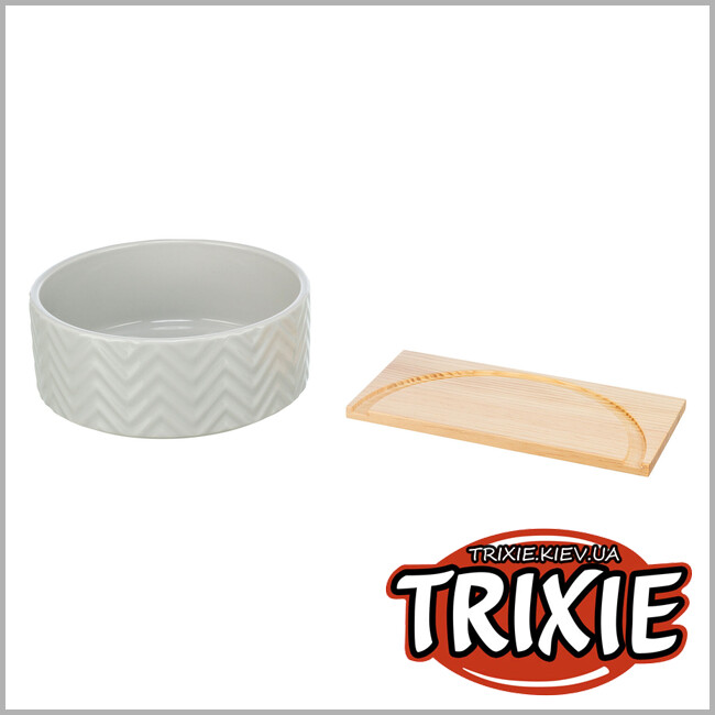 ТРИКСИ Украина - Ванна для дегу и хомяков Trixie 63009 для песка с платформой (керамика/дерево), 24/25х9см