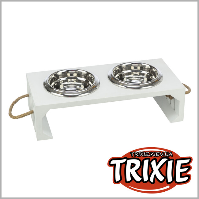 ТРИКСИ Украина - Миски на подставке Trixie 24835 "Be Nordic" (МДФ/нержав.сталь), 2х0,4л/14см/38х18х10см, белый
