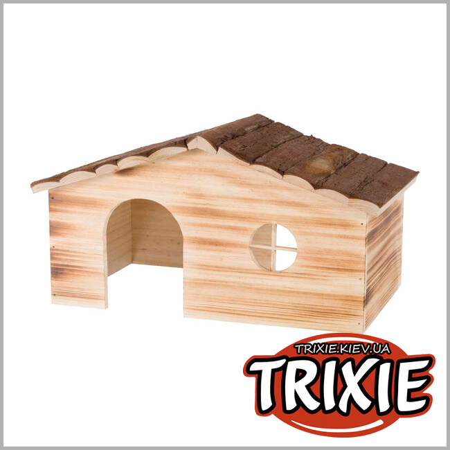 ТРИКСИ Украина - Домик для кроликов Trixie 61972 "Ragna" на 2 входа (дерево/кора), 43х22х25см
