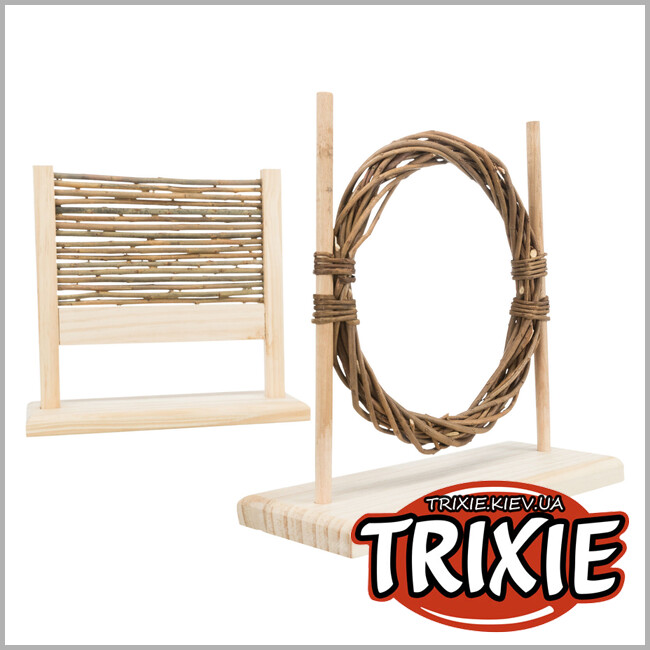 ТРИКСИ Украина - Набор для аджилли с кольцом для грызунов Trixie 61910 (дерево/ива), 28х26х11см