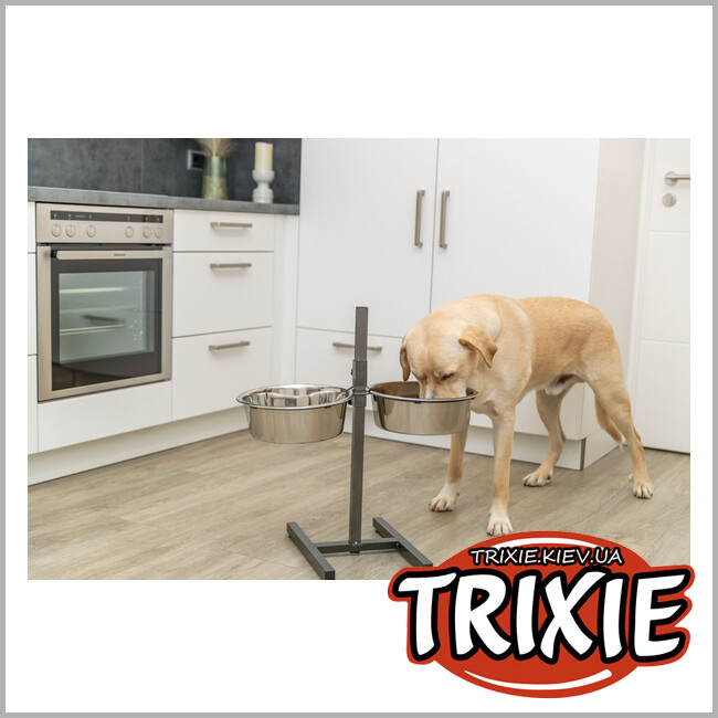 ТРИКСИ Украина - Подставка с мисками для собак Trixie 24923 на регулируемой подставке металлическая 2x4,5 л/29 см