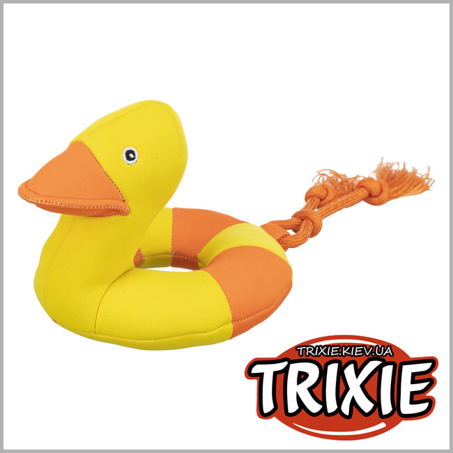 ТРИКСИ Украина - Плавающая игрушка-утка Trixie 33453 на веревке (ткань), 20см/36см
