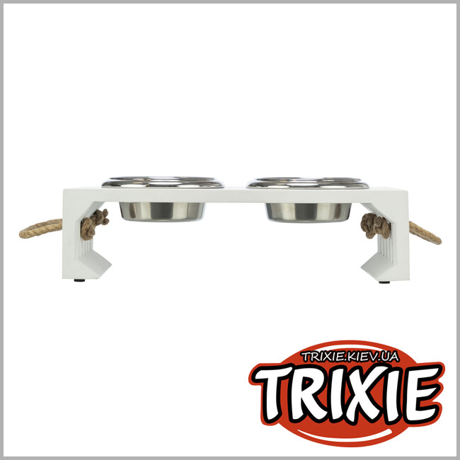 ТРИКСИ Украина - Миски на подставке Trixie 24836 "Be Nordic" (МДФ/нержав.сталь), 2х0,9л/17см/44х21х14см, белый