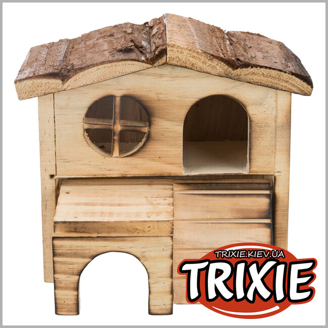 ТРИКСИ Украина - Домик для мышей Trixie 61960 двухэтажный "Kasja" (дерево/кора), 18х16х12см