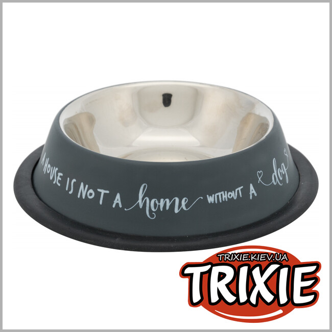 ТРИКСИ Украина - Миска с резиновой основой TRIXIE (металл, 0.45л/19см, серый)