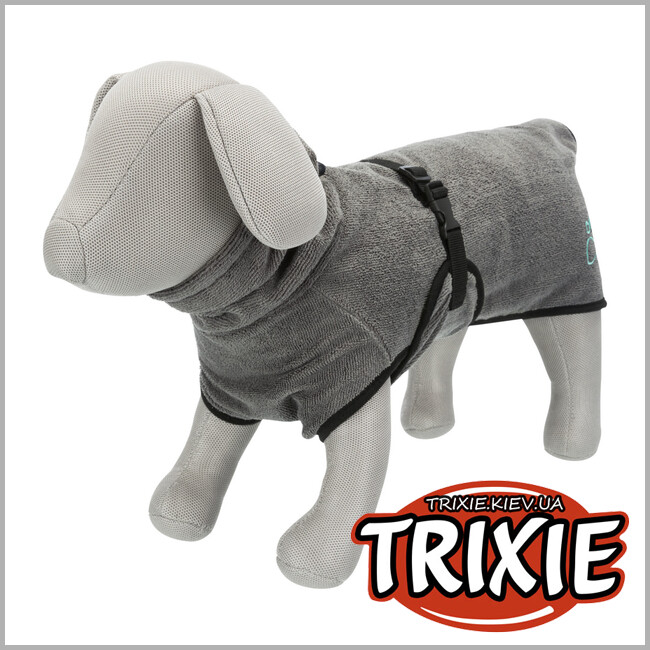 ТРИКСИ Украина - Халат-попона для собак махровый TRIXIE (М: 50см, серый)