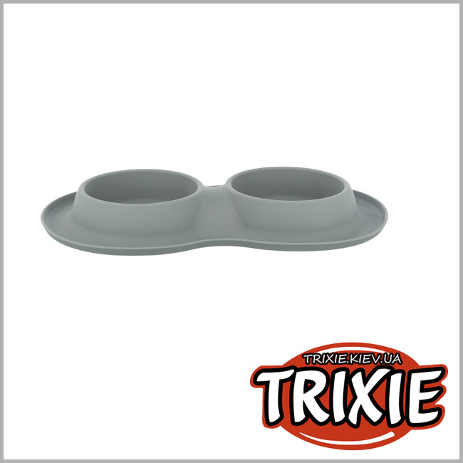 ТРИКСИ Украина - Миска для собак Trixie ( 2 * 0,4 л., ø 16 см / 40 × 5 × 23 см. ) серый