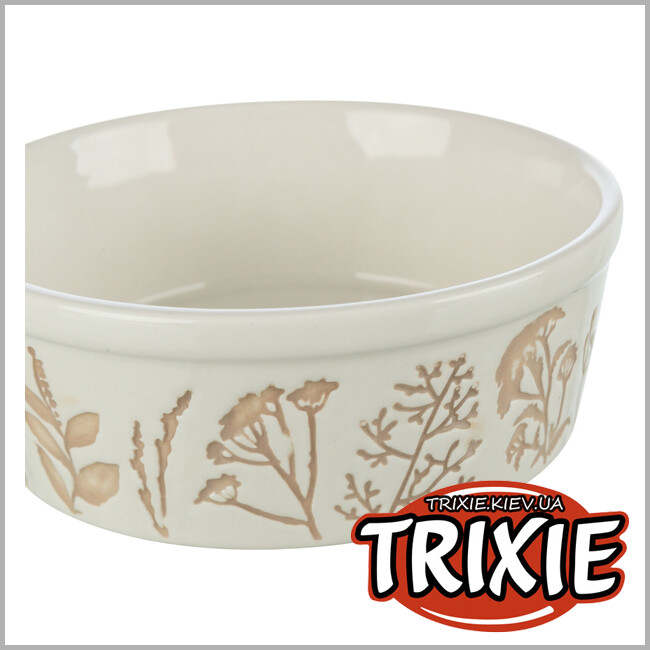 ТРИКСИ Украина - Миска с текстурным мотивом для животных Trixie 25088 (керамика), 1.2/20см, белый/тауп