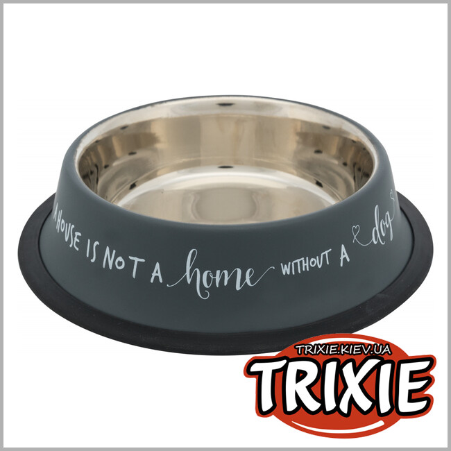 ТРИКСИ Украина - Миска с резиновой основой TRIXIE (металл, 0.45л/19см, серый)