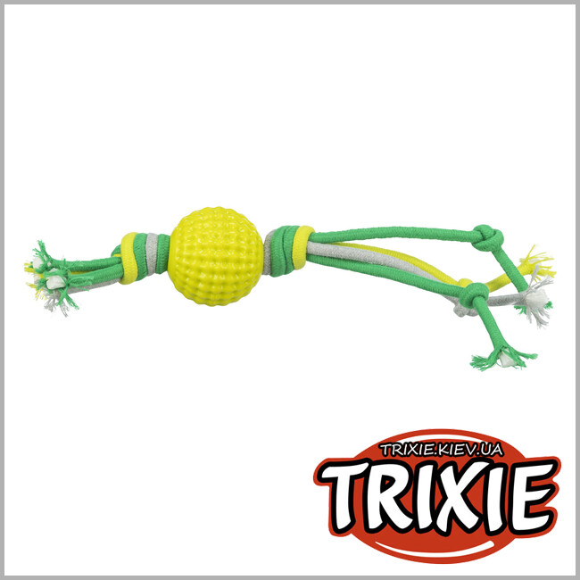 ТРИКСИ Украина - Игровой канат Trixie 34703 с узлами и мячом, TПГ/полиэстер, 9х44см