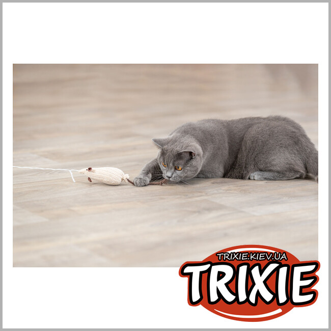 ТРИКСИ Украина - Удочка-дразнилка Trixie 41192 с мышью (дерево/ткань), 40см
