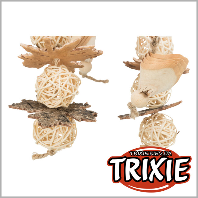 ТРИКСИ Украина - Натуральная игрушка Trixie 58993 для попугаев (бамбук/ротанг/дерево), 31см