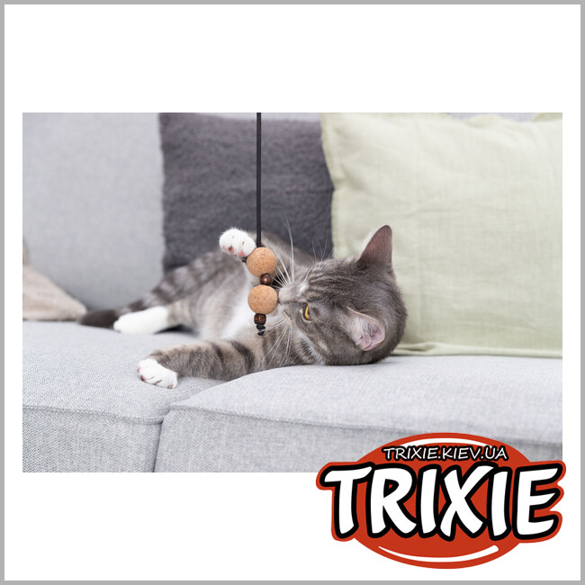 ТРИКСИ Украина - CityStyle удочка Trixie 41139 с мячиками (дерево/пробка), 40 см