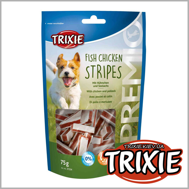 ТРИКСИ Украина - Лакомство для собак Trixie 31534 PREMIO Fish Chicken Stripes курица/лосось 75г