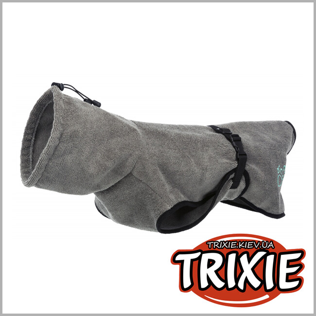 ТРИКСИ Украина - Халат-попона для собак махровый TRIXIE (S: 40см,серый)