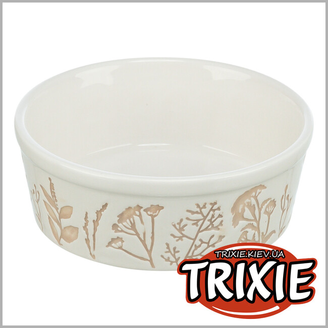 ТРИКСИ Украина - Миска с текстурным мотивом для животных Trixie 25088 (керамика), 1.2/20см, белый/тауп