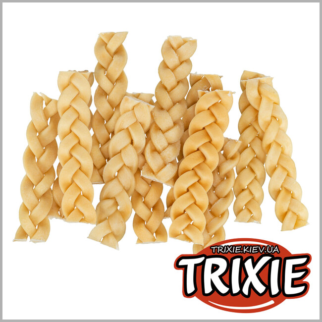 ТРИКСИ Украина - Лакомство для собак Trixie 27153 кожа головы буйвола плетеная/сушеная, 12см/200гр