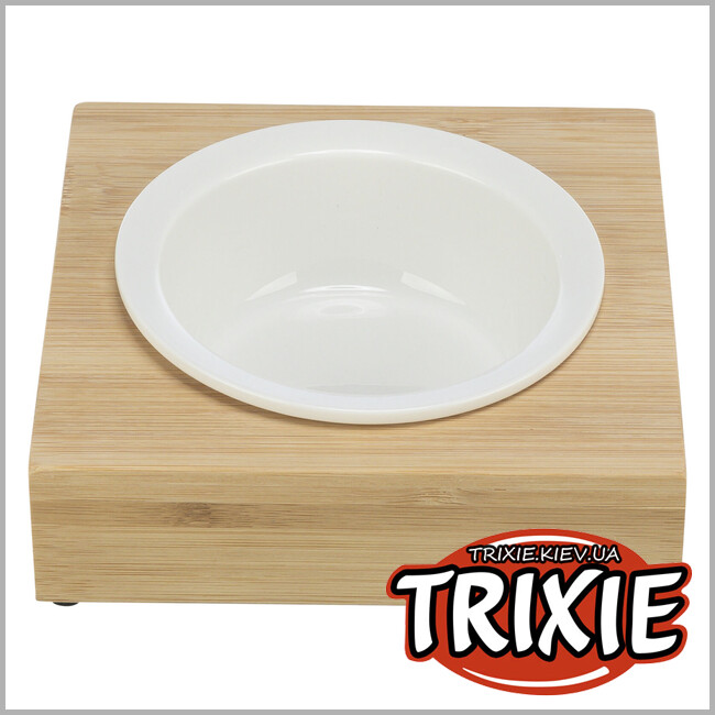 ТРИКСИ Украина - Миска на подставке для собак Trixie 24538 (керамика/бамбук), 0.25л/12см/15х5х15см